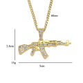 Colar masculino Ak 47 Pistola Pingente de Ouro Cristal Hiphop Joias Design Barato